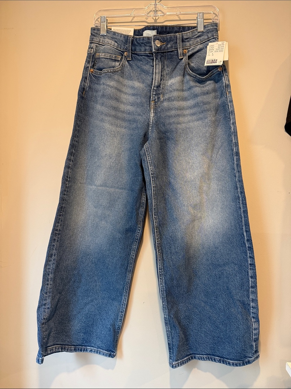 H&M Women's Wide-Leg Flare Jeans in Washed Blue
